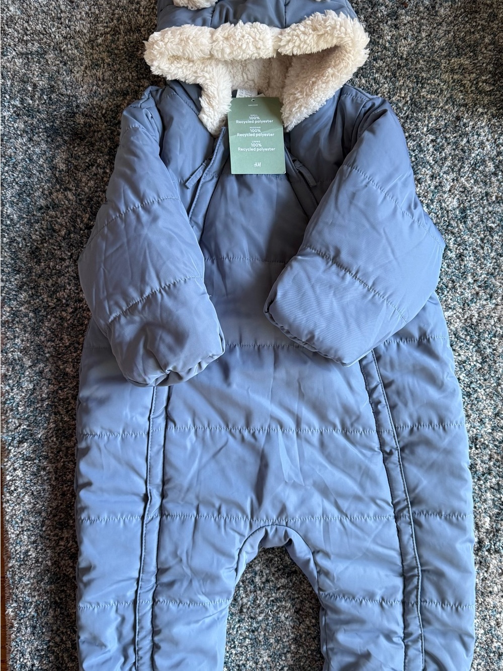 NWT H&M Blue Puffer One-Piece Snowsuit Kids6-9 months